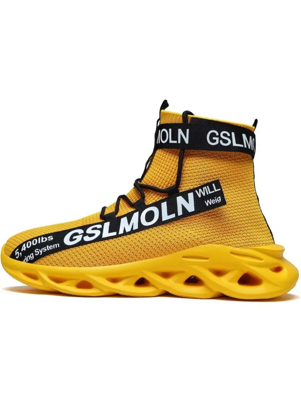 🆕Men Yellow 1 High Top Sneakers Breathable Gym Athletic Running Walking Tennis